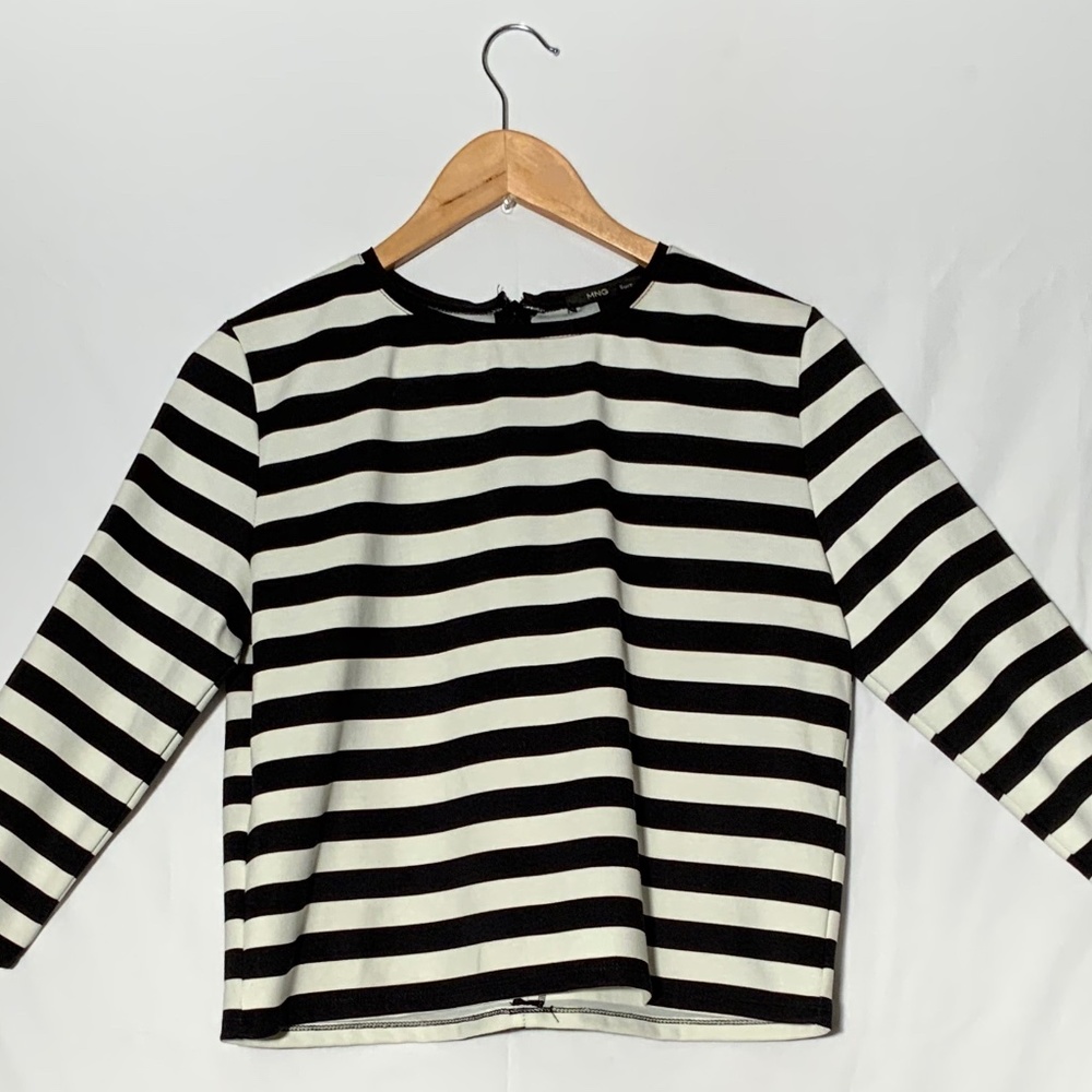 Black/white Striped Cropped Shirt